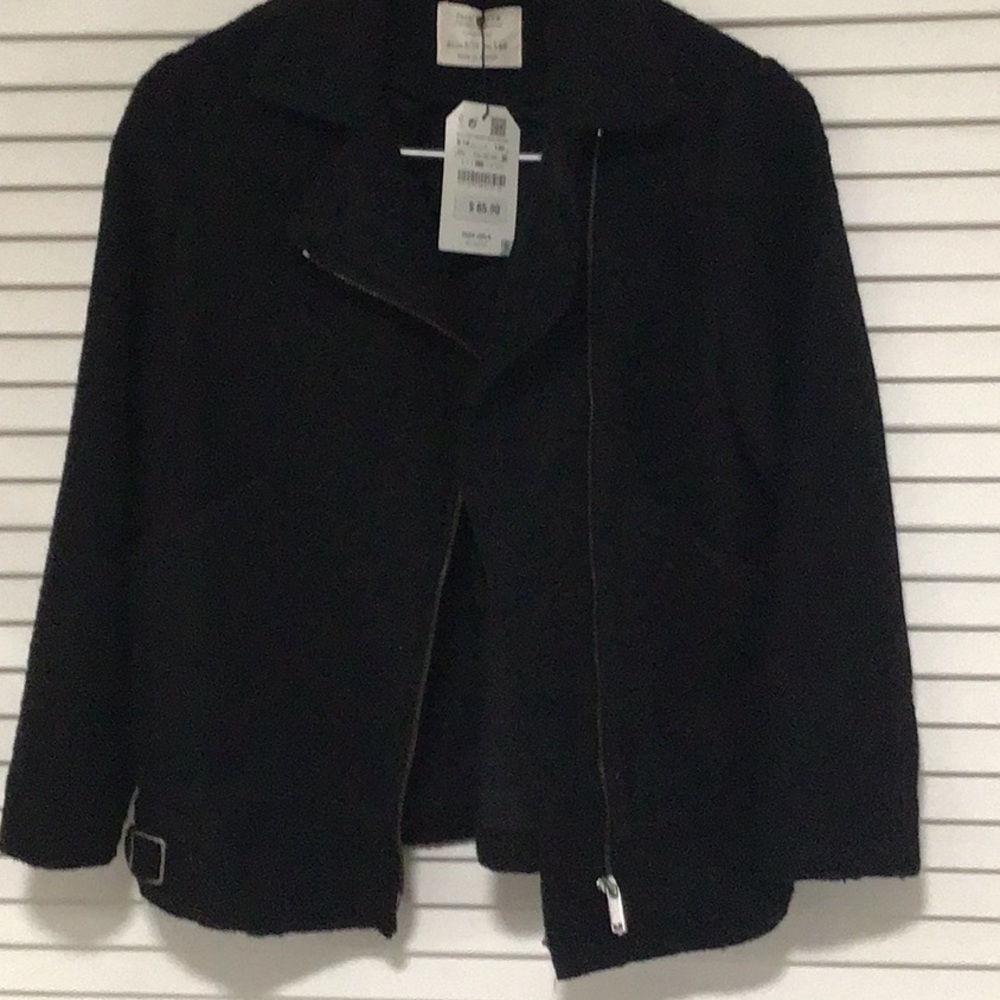 Zara Boucle wool jacket in black